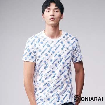 鬼洗 BLUE WAY – 潮流滿版元素短TEE(白)