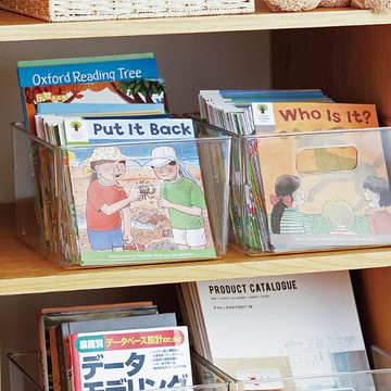 PET透明雙把手儲物收納籃-3入 (繪本/童書/書籍/玩具/小物分類) 單一規格