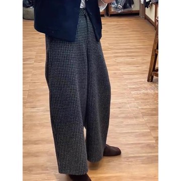 小個子慵懶高級毛呢加厚鐮刀褲2025秋季適合胖mm的遮胯藏肉彎刀褲