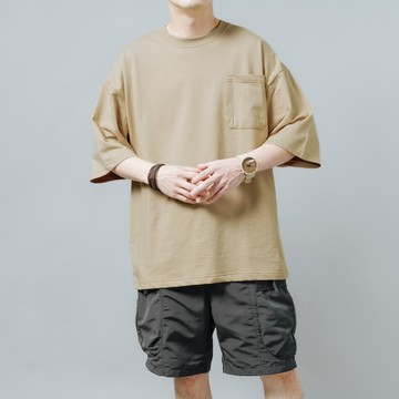 AMERO 男裝 女裝 圓領短袖T恤 筆袋口袋 寬鬆 落肩 情侶裝