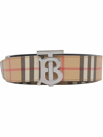 Burberry - Vintage Check monogram-motif reversible belt - men - stainless steel/Cotton/Thermoplastic Polyurethane (TPU)/Leather - 110 - Neutrals