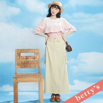 betty’s貝蒂思　率性口袋抽繩不收邊長裙(卡其)