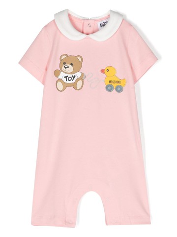 Moschino Kids - illustration-print jersey romper - kids - Elastane/Cotton - 9-12 - Pink
