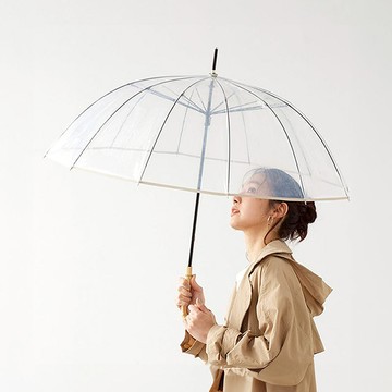 復古竹柄12骨防風雨傘-多色可選 透灰