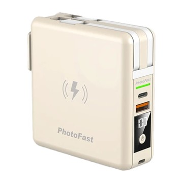 PhotoFast銀箭資訊 萬用充 10000mAh磁吸充電源 雙Type-C充電線  MUTICHARGE10000  奶茶色