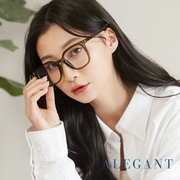 ALEGANT 羅緞綠韓版個性潮流方框UV400濾藍光眼鏡│時光的千帆繪卷