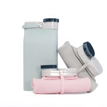 戶外運動便攜硅膠壓縮折疊水杯 北歐簡約旅行大容量防摔牛奶瓶