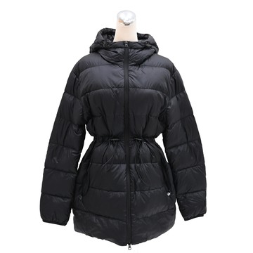 BURBERRY 8105217 腰部抽繩雙向拉鍊連帽羽絨外套.黑