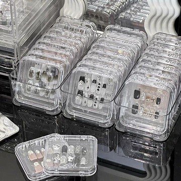 🔥臺灣出貨 好物上新💥 美甲穿戴甲盒裝穿戴美甲收納盒透明亞克力吧唧專用方盒盒子密封
