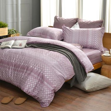 【寶松Royal Cover】加大 60支韓國珍珠錦四件式兩用被床包組 台灣製(紫粉)