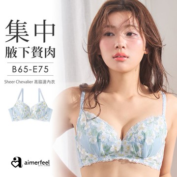 aimerfeel-[單品內衣]透視花漾高脇邊內衣-青色-1600813-SX