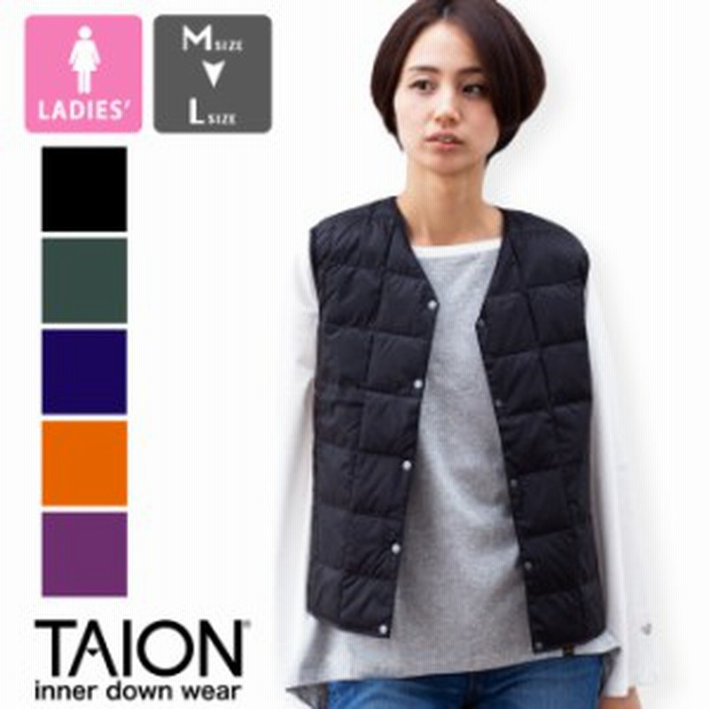 Taion タイオン V ネックボタン インナーダウンベスト レディース V Neck Down Vest Taion W001 通販 Lineポイント最大get Lineショッピング