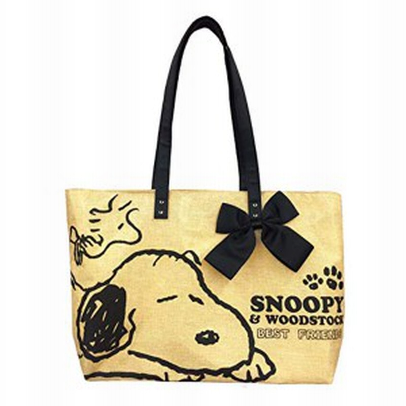 トートバッグ スヌーピー ウッドストック かわいい Snoopy リボン付き Peanuts クリーム 手提げ 肩掛け 28 45 11 5ccm ピクニック q 通販 Lineポイント最大1 0 Get Lineショッピング