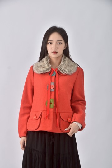 (S) a la sha質感跳色橘色外套