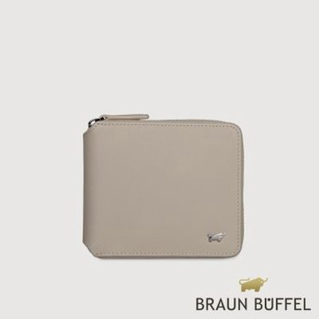 【BRAUN BUFFEL 德國小金牛】台灣總代理 亞當 8卡拉鍊皮夾-杏色/BF504-328-HM
