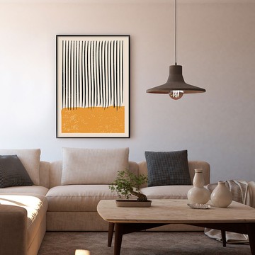 點線 • 橘色塊 - 橘色流線幾何掛畫/廚房佈置/客廳擺飾/邊櫃掛畫