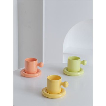 可愛的蛋形杯 早餐牛奶水杯韓國ins風陶瓷材質馬克杯碟色釉下彩