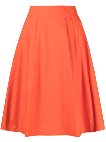 Paule Ka - poplin-textured A-line skirt - women - Cotton/Elastane - 36 - Orange