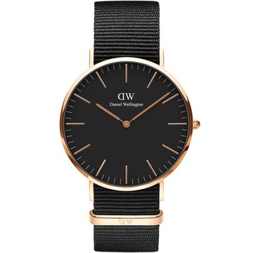 Daniel Wellington DW 男錶-40mm/玫瑰金框 Classic Cornwall 經典極簡帆布帶手錶 DW00100148