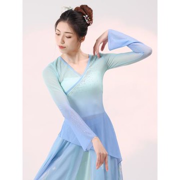 旋宮古典舞蹈服裝身韻紗衣仙氣飄逸中國風燙鉆藝考演出練功服上衣