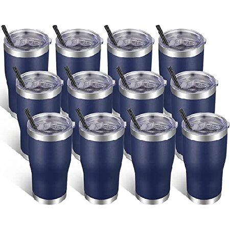 VEGOND 20oz Tumbler Stainless Steel Tumbler Cup with Lid And Straw Vacuum Insulated Double Wall Travel Coffee Mug(Navy Blue 12 Pack)＿並行輸入品