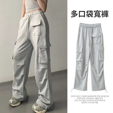 【限量出清５折】中大尺碼 褲子 美式多口袋休閒傘兵褲寬褲 【042287】NOV20｜2色  19LADY〔現貨〕《不適用折價券與會員折扣》《售出不退換》