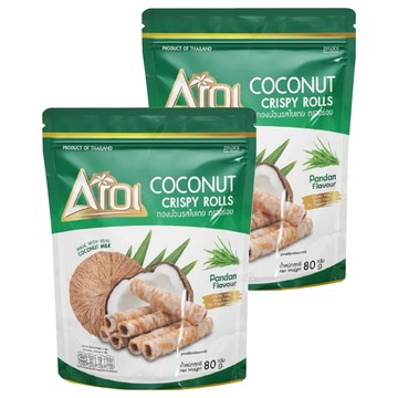 AROI香蘭風味椰子捲 酥脆椰奶香 獨立包裝方便攜帶  80g  2包