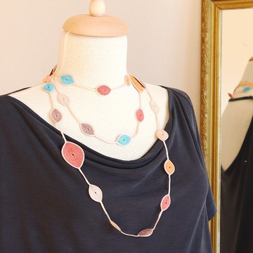 【Drop】編織長項鍊 180cm 橘色系