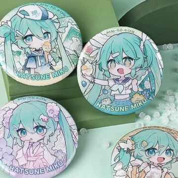 新店補貼！限時💖初音未來週邊吧唧衕人二次元圓形大徽章一起去郊遊學生二次元痛包