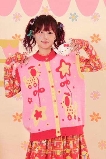 昭和甜品屋 小狗車車針織背心毛衣 可愛日系