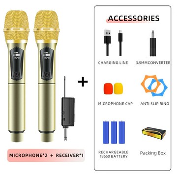 無線手持麥克風k歌神器直播家用唱歌ktv話筒一拖二戶外音響話筒【Snowbelle優選】