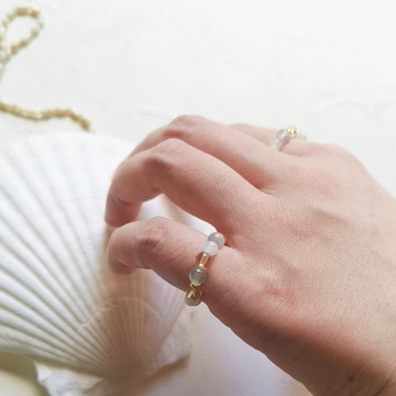 海上月色天然晶石尾戒(拉長石.藍月光.黃水晶)安定.靈性.招財