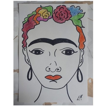 弗里達·卡羅，鉛筆素描藝術，女性肖像，著名藝術家繪畫