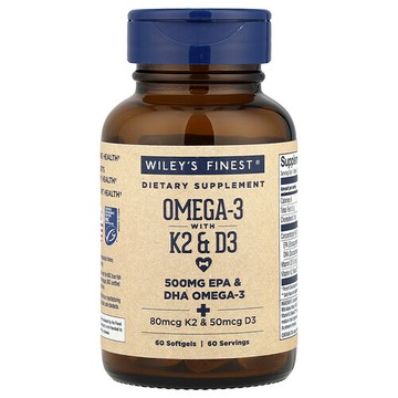 Wiley's Finest, 含 K2+D3 的 Omega-3，60 粒軟膠囊