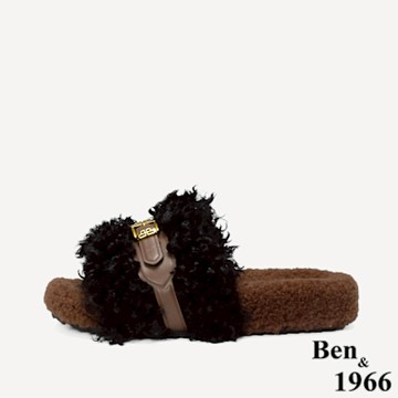 Ben&1966秋冬可愛泰迪熊毛絨拖-黑(248051)