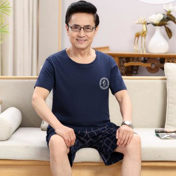 爸爸睡衣純棉老人男夏中年男款夏天男士老年人男裝中老年夏季短袖