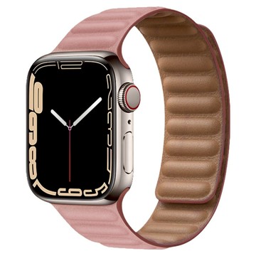 YUNMI 皮革磁吸式錶帶/替換帶/腕帶/運動防水錶帶 46mm  1個  Apple Watch Series S10/S11  玫粉色