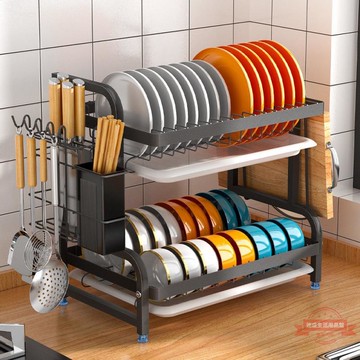 免打孔不銹鋼廚房置物架碗架瀝水架碗碟收納架碗盤放碗筷收納盒