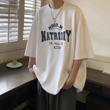 COMOWA潮牌短袖T恤男夏季港風字母印花半袖衣服百搭寬鬆半袖體桖