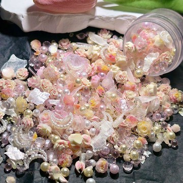 🔥臺灣出貨🔥【莫奈花園】網紅超仙特調卡磚碎石花花 爆款大王扇飾品配件 DIY手工材料 晶透細閃 美甲流麻裝飾素材