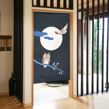 【預訂】日本製 月夜飛舞貓頭鷹門簾