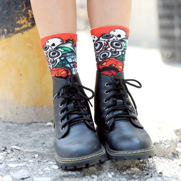 【小創襪】艾斯的萬聖節 - 美式 Halloween 登山襪 中筒襪 南瓜橘