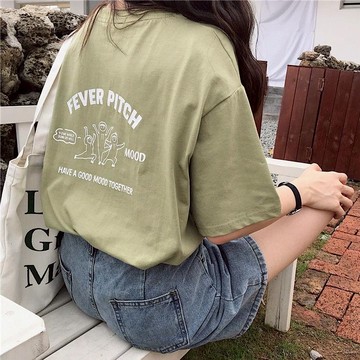 ZUCA”S - 韓版寬鬆字母印花圓領短袖上衣短袖T桖女裝顯瘦上衣 - RE-7181