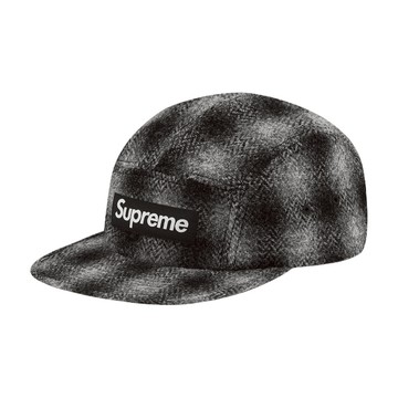 SUPREME 羊毛 格紋 HARRIS TWEED® CAMP CAP BLACK 五分割（FW25H14）