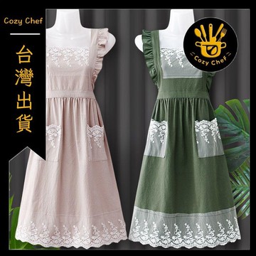 ✨️臺灣出貨✨️暖廚小築✅可開發票網紅工作服可愛防油公主圍裙女2026新款純棉中式做飯廚房家用烘焙