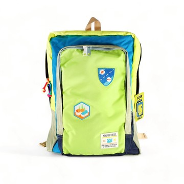 MOKUYOBI / Flyer Packs / L.A 空運繽紛拼貼旅行必備多功能筆電電鏽章後背包 - 螢光黃