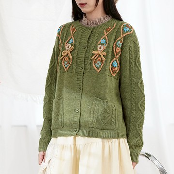 秋冬復古繡花針織外套668480