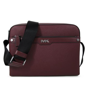 MICHAEL KORS RIVINGTON 防刮皮革大款斜背方包(暗紅色/男款)