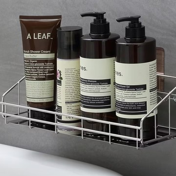 生活采家 樂貼系列台灣製304不鏽鋼浴室用長形置物架  32.6 x 11 x 9.5cm  銀色  1個