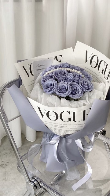 Flora Flower俄羅斯永生花束-珍珠雲朵(迷霧藍)